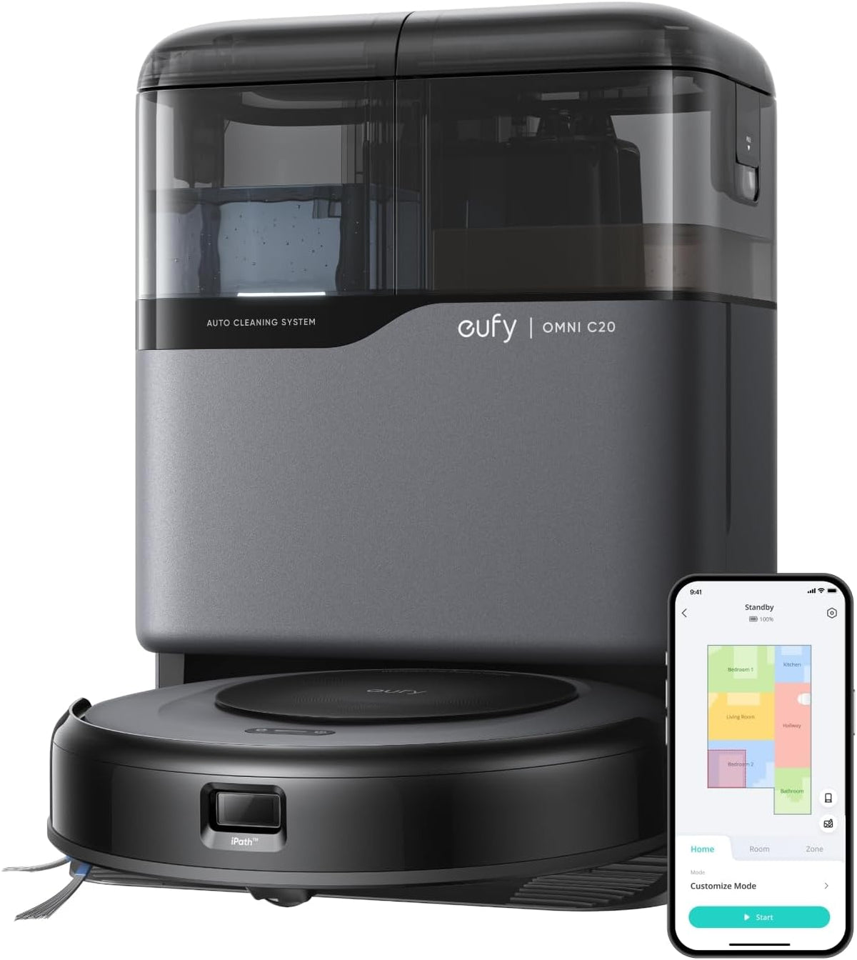 Saugroboter C20, 8,5 cm, mit WLAN, Schwarz/Grau, eufy