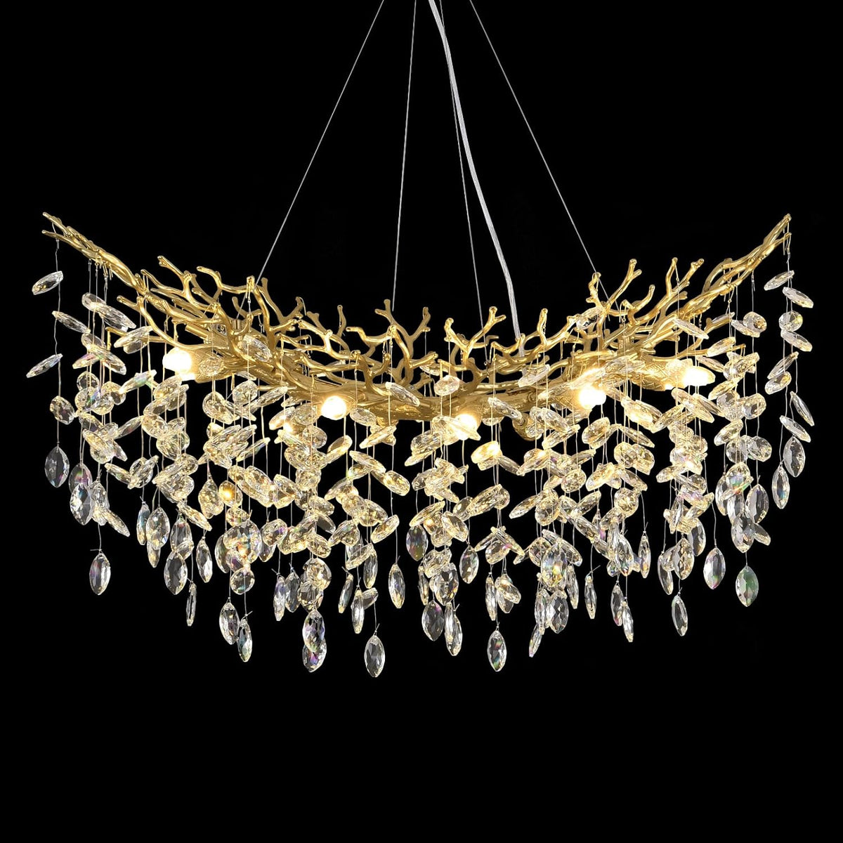 Esstisch K9, 5 CM, verstellbar, mit LED, für das Wohnzimmer und die Küche, Gold, PIOUTNF