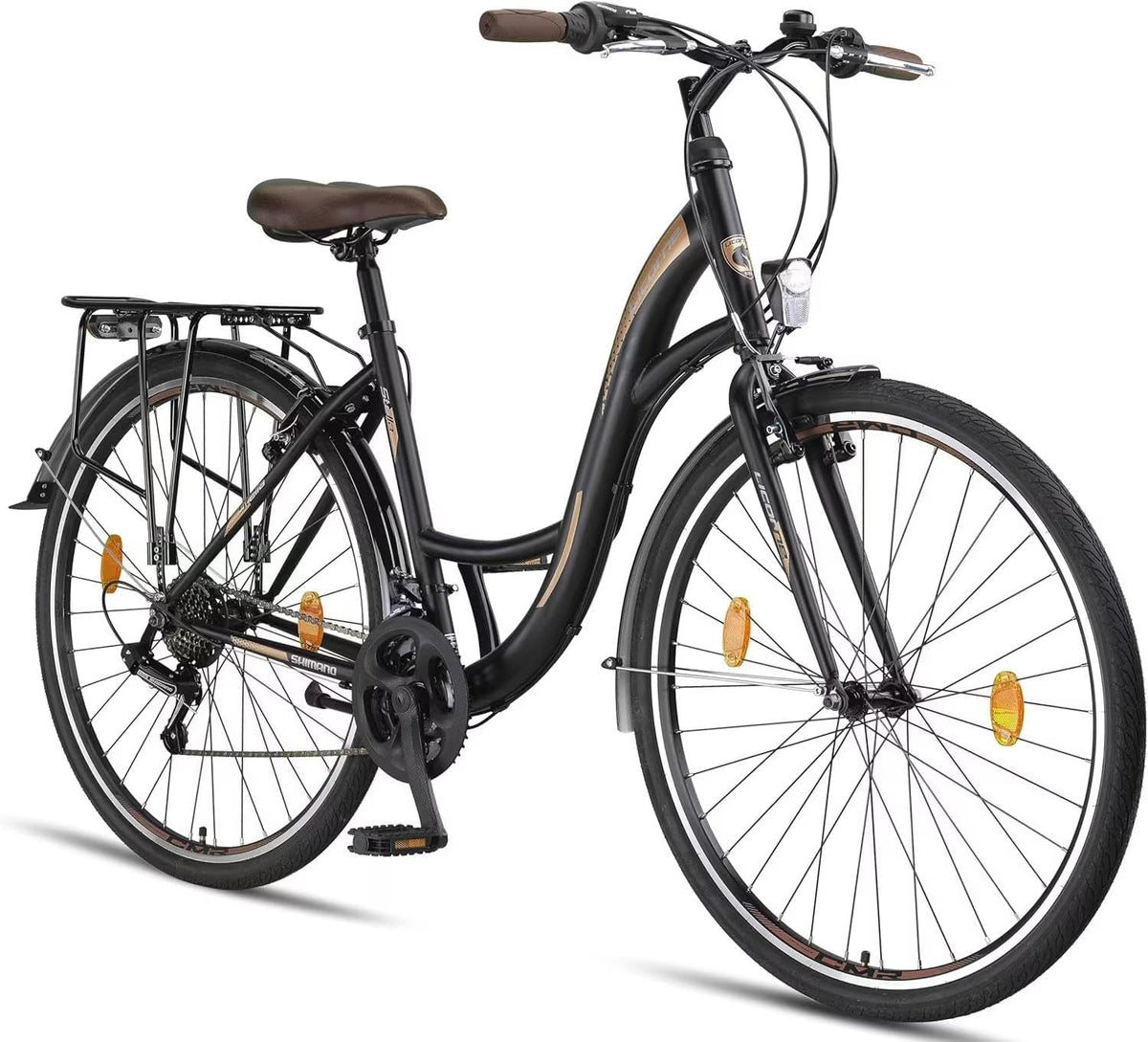 Licorne Bike Stella Premium City E-Bike, 20 Zoll, Schwarz/Braun