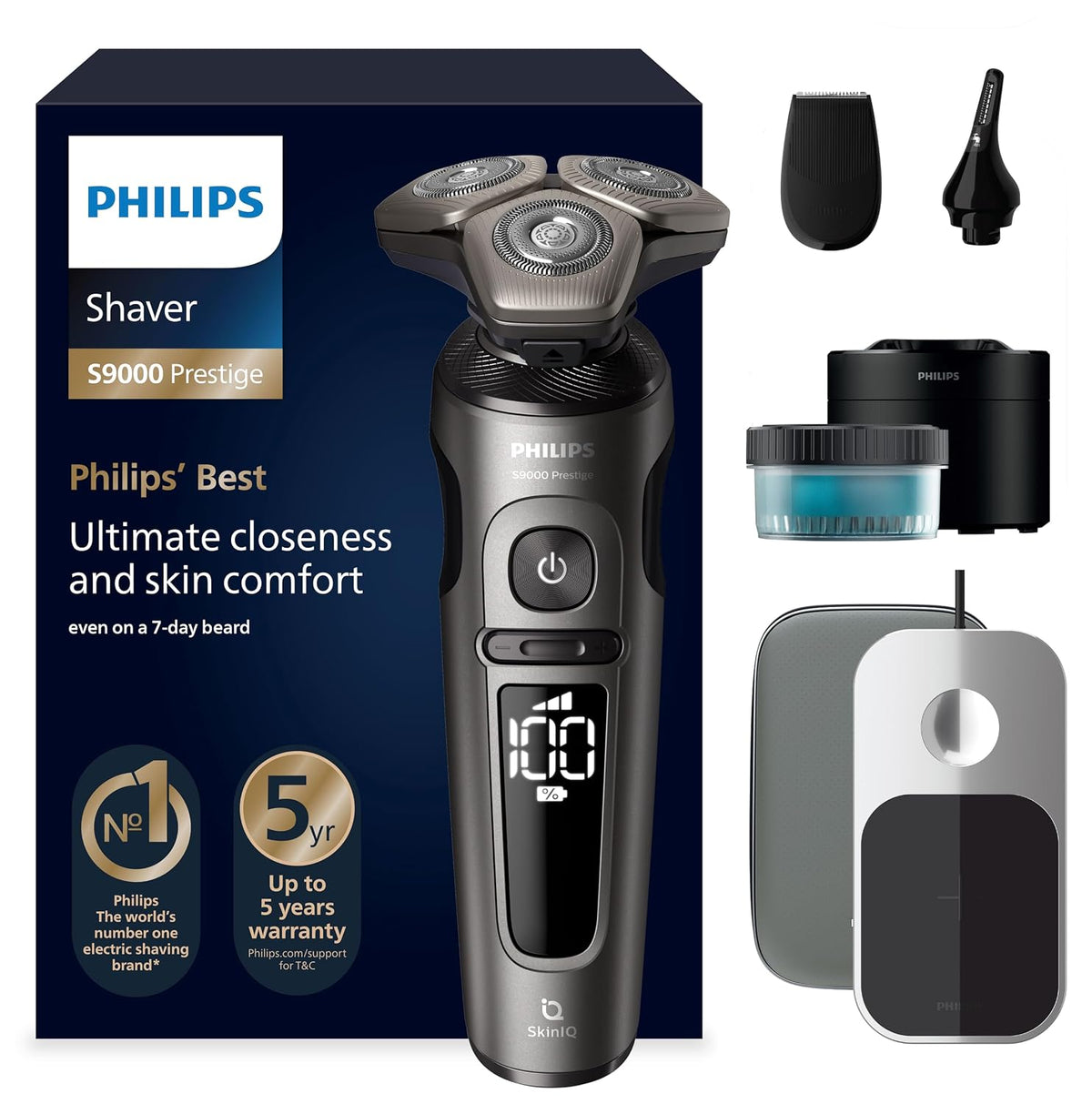 Philips S9000 Rotationsrasierer, Gold/Schwarz