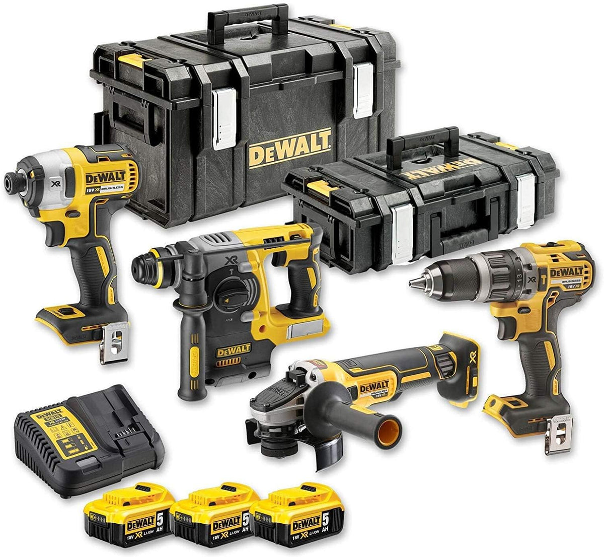 DEWALT DCK422P3 Winkelschleifer, 18 V, 5 Ah, bürstenlos, Gelb/Schwarz