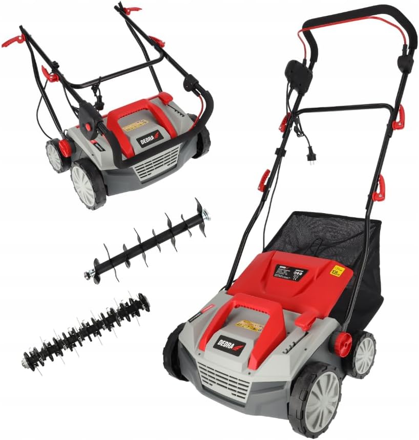 Dedra stark 1800W Vertikutierer, 45 l, 3500 U/Min, Rot/Grau/Schwarz