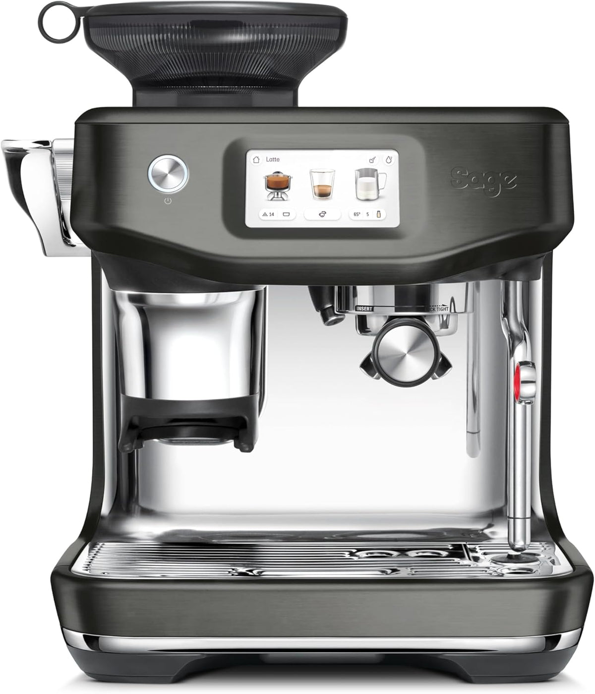 Kaffeevollautomat, Schwarz/Edelstahl, aus Edelstahl und Stahl, Sage