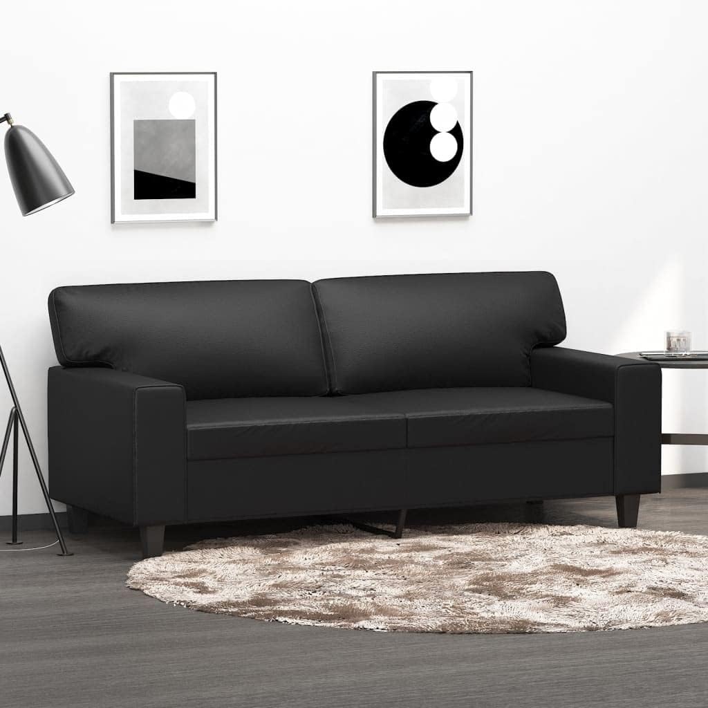 Sofa, 140 cm, aus Kunstleder und Leder, für das Wohnzimmer, Schwarz, ShGaxin