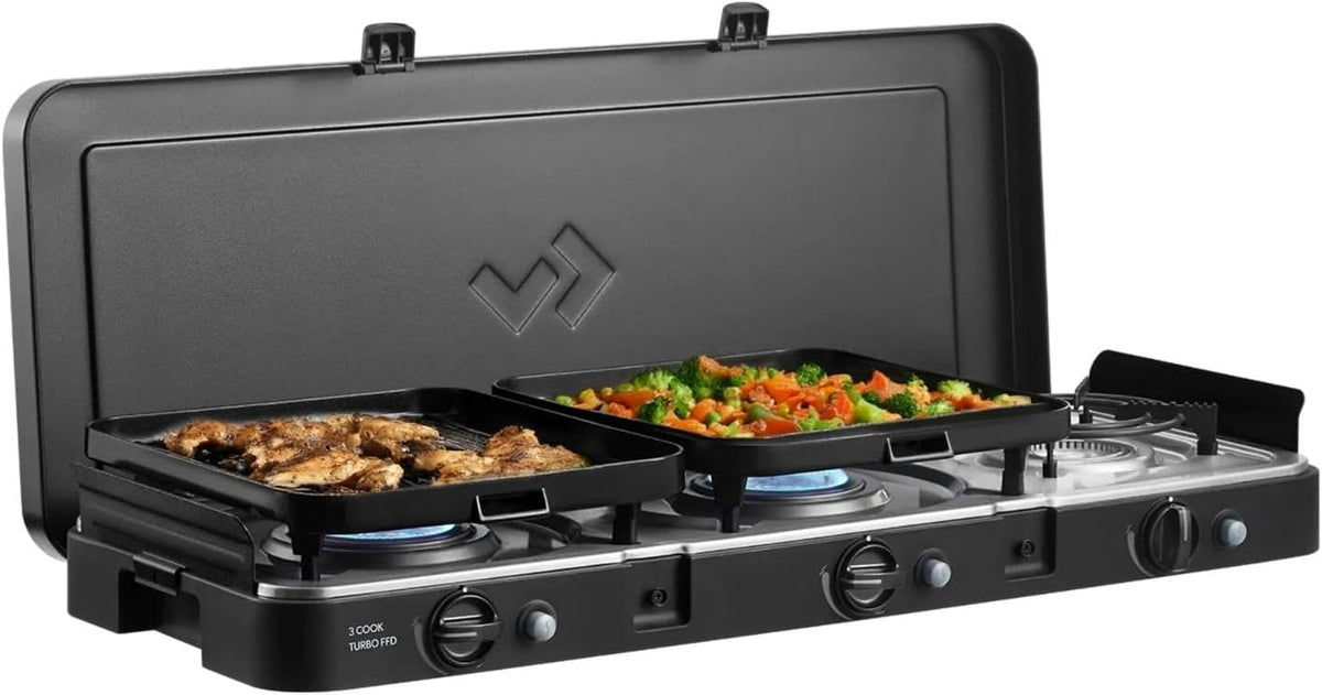 Campinggrills FFD Deluxe, aus Edelstahl und Stahl, für Camping, Schwarz/Silber, Cadac