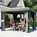 Gartenpavillon, 3 × 3 m, mit Doppeldach, mit Moskitonetzen, wasserabweisend, winterfest, für den Garten, Grau, ATOMSTACK MAKER