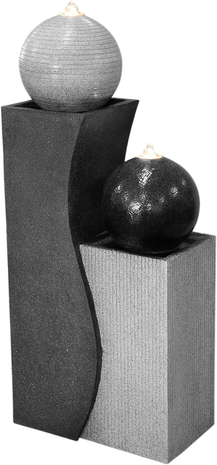 Dehner Freistehende, 94 × 41.5 × 24 cm, mit LED, für den Garten, Grau/Schwarz