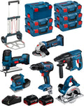 JG todotaladros BK601 Werkzeugsets, 18–125 V, 18 V, 4,0 Ah, Blau/Schwarz/Rot/Silber
