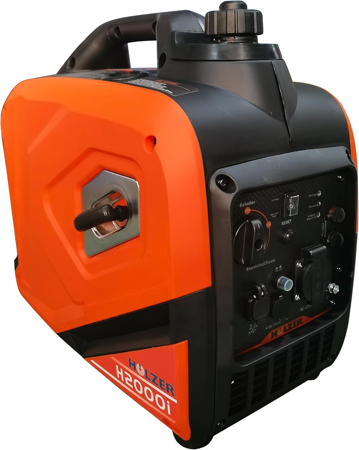 HOLZER H2000i Stromerzeuger, 2000 W, 230 V, mit USB, Orange/Schwarz