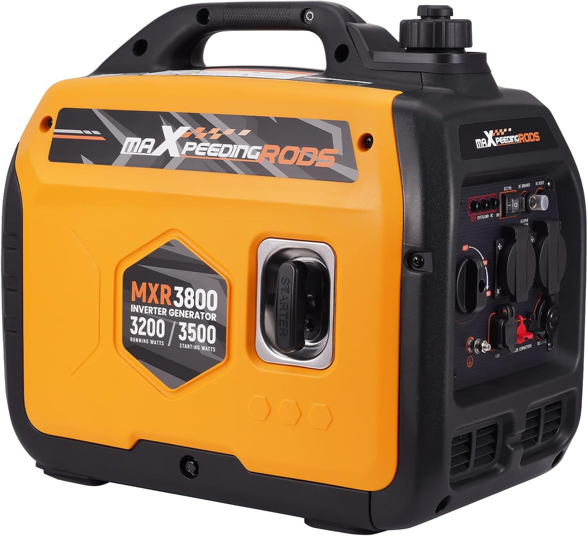 Stromerzeuger Inverter, 3500 W, 230 V, 12 V, mit USB, für Camping, Orange/Schwarz, maXpeedingrods