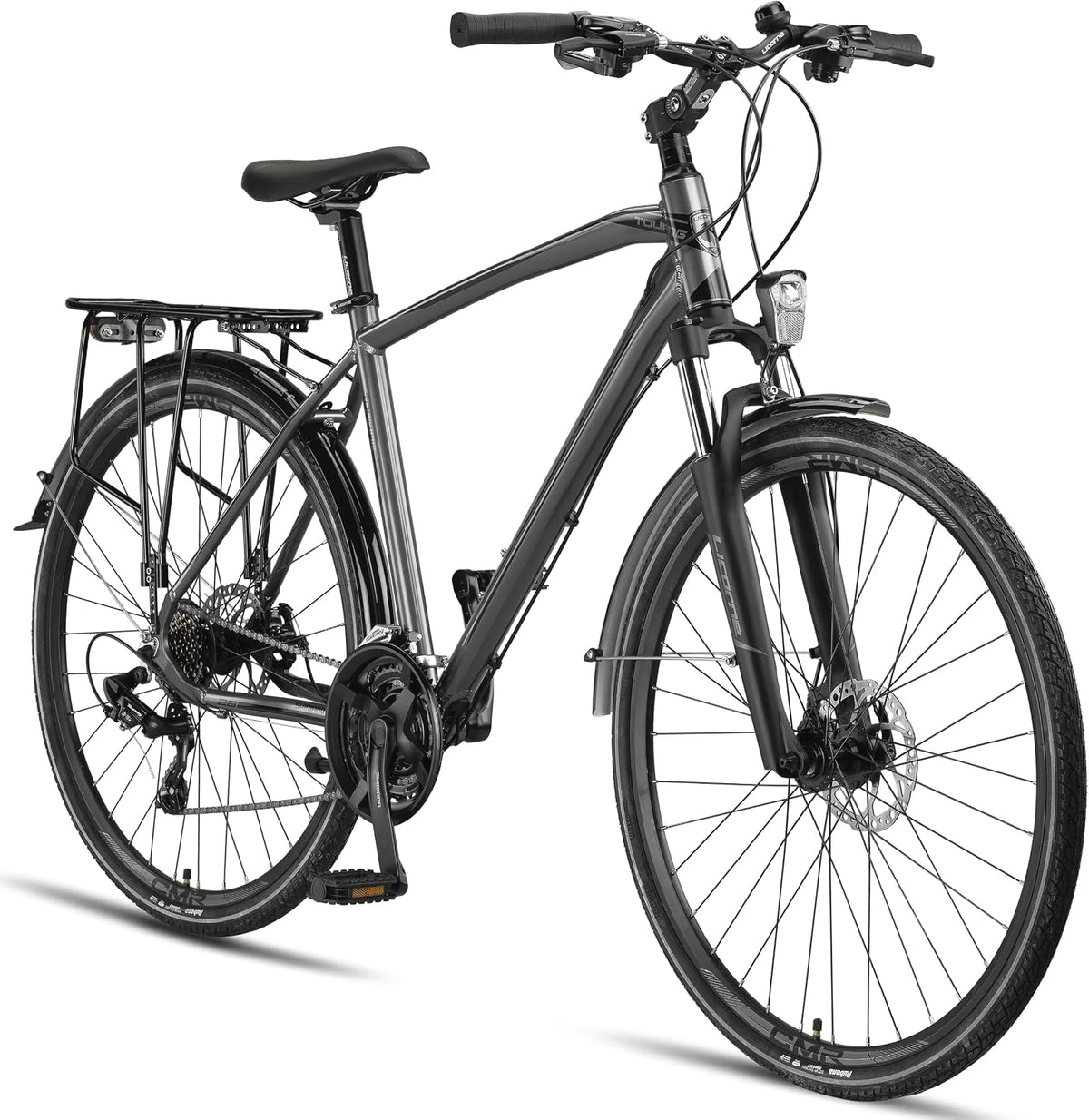 Licorne Bike Premium Touring Trekking E-Bike, 28 Zoll, aus Aluminium, Schwarz