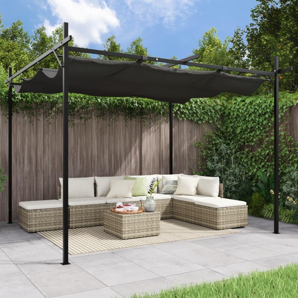 Pergola, 295 × 292 × 230 cm, mit Schiebedach, für die Terrasse und den Balkon, Anthrazit, ShGaxin