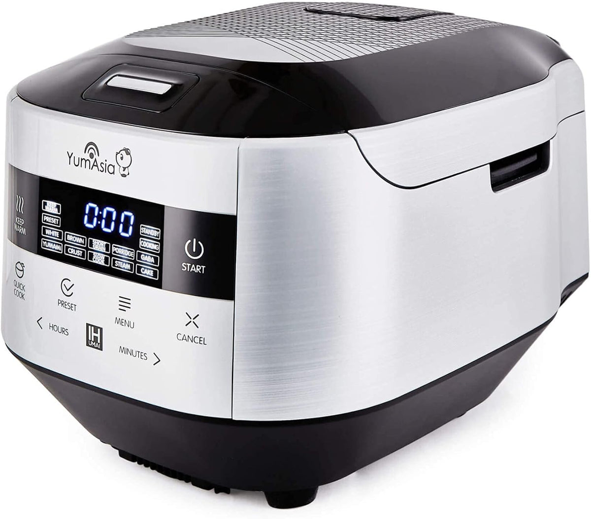 Yum Asia Bamboo Reiskocher, 220–240V, mit LED, mit Timer, aus Metall und Keramik, Silber/Schwarz