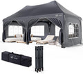 Gartenpavillon, 3 × 6 m, mit 6 Seitenteilen, UV-Schutz 50+, wasserdicht, winterfest, für den Garten, Grau, VOUNOT