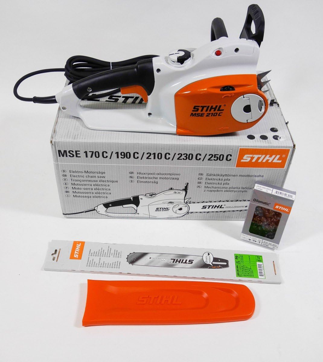 Stihl MSE 210 C Kettensäge, 2,1 kW, 350 mm, 230 V, 4,5 kg, Weiß/Orange/Schwarz