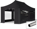 TOOLPORT Gartenpavillon, 3 × 6 m, mit 4 Seitenteilen, wasserdicht, Schwarz