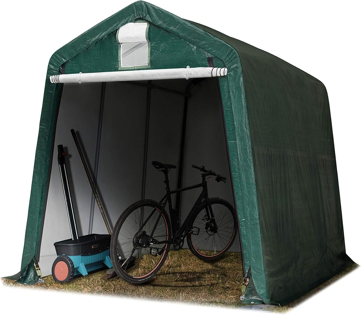 TOOLPORT Garagenzelt Carport, 2,4 × 3,6 m, mit Bodenankern, wasserdicht, aus Stahl, Dunkelgrün