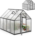 Gerätehaus, 250 × 190 × 195 cm, winterfest, klappbar, verstellbar, aus Aluminium, für den Garten und den Balkon, Schwarz/Transparent, HOMASIS
