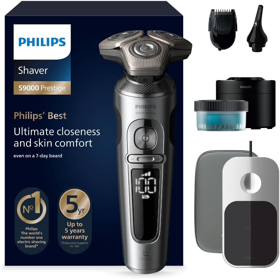 Philips S9000 Rotationsrasierer, Chrom/Schwarz