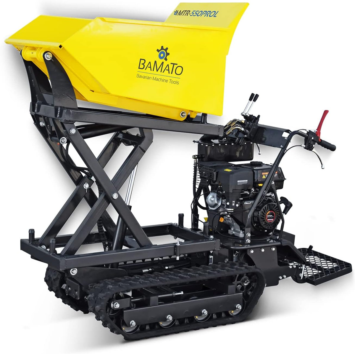 BAMATO MTR-550PROL Schubkarren, 6 kW, 110 mm, 500 kg, klappbar, Gelb/Schwarz