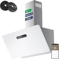 CIARRA CBCW9736K Dunstabzugshaube, 650 m³, 90 cm, aus Edelstahl und Stahl, mit WLAN, mit App-Steuerung, Weiß/Edelstahl/Schwarz