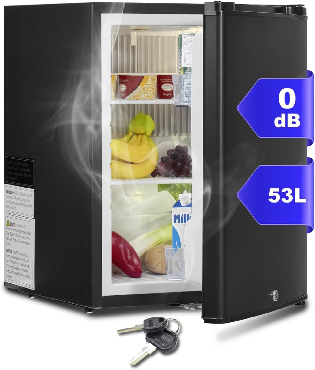 Kühlschrank, 53 L, 12 V, 230 V, verstellbar, für das Büro und Camping, Schwarz, SMETA