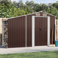 Gerätehaus, 277 × 93 × 179 cm, für den Garten, aus Stahl, Braun/Grau, GCHDHAPB