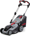 IKRA Bosch 36V Akku 3in1 Rasenmäher, 30–75mm, 600 m², 43 cm, ohne Akku, mit Hardtop-Dach, klappbar, verstellbar, Grau/Schwarz/Rot