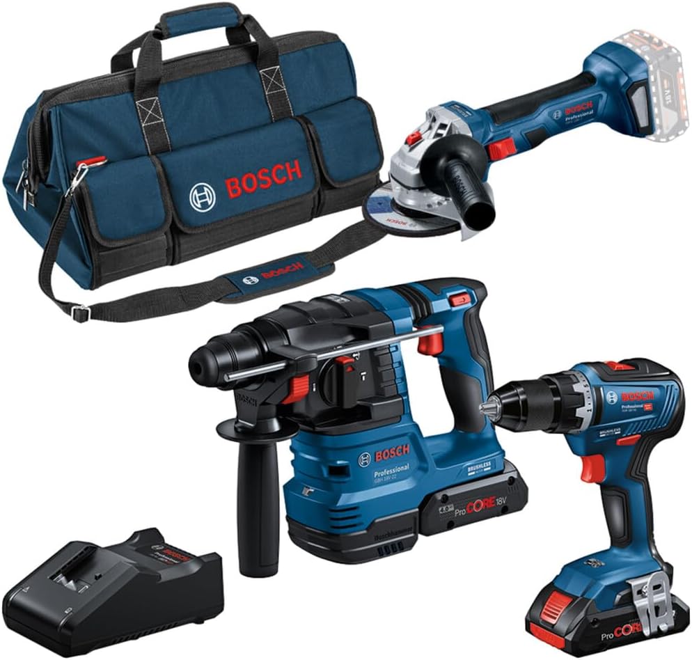 Bosch Akku-Bohrschrauber, 18 V, 4.0 Ah, bürstenlos, Blau/Schwarz/Rot
