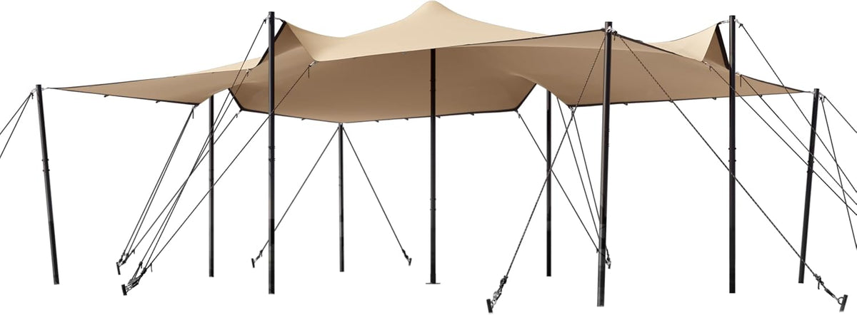TOOLPORT Stretchzelt 4 Gartenpavillon, 4,5 × 6 m, wasserdicht, aus Stahl und Polyester, Beige