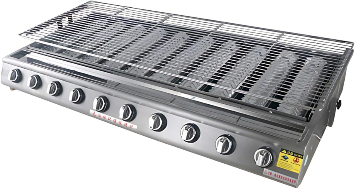 Propangrills, höhenverstellbar, aus Edelstahl und Stahl, für Camping, Silber, PRECISTECH