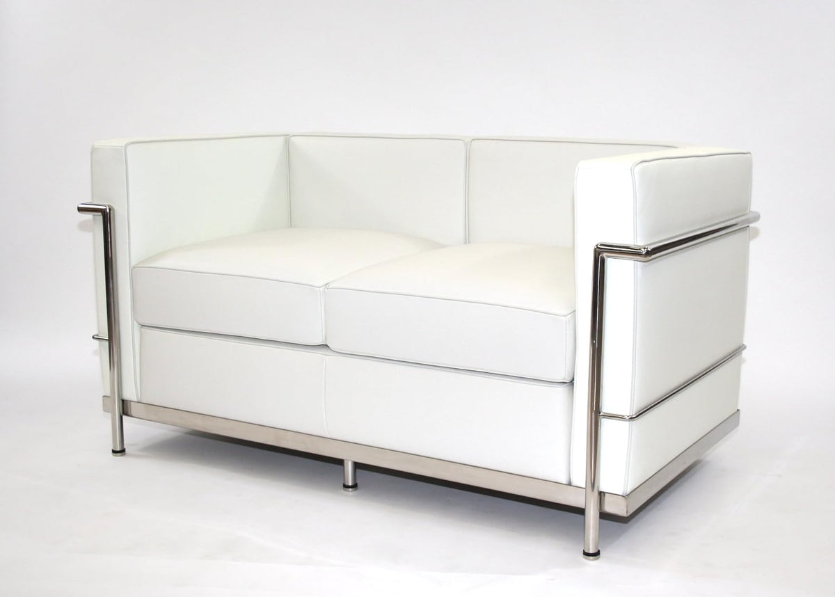 Sofa LC2-2, aus Leder, Weiß, Unbekannt