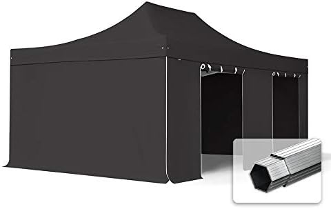 TOOLPORT Gartenpavillon, 4 × 6 m, 50 mm, wasserdicht, Schwarz