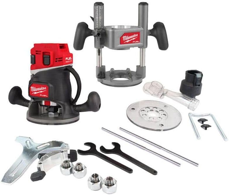 Milwaukee M18 Oberfräsen, 18 V, 2 Zoll, 1,27 cm, bürstenlos, kabellos, aus Stoff, Rot/Schwarz/Silber