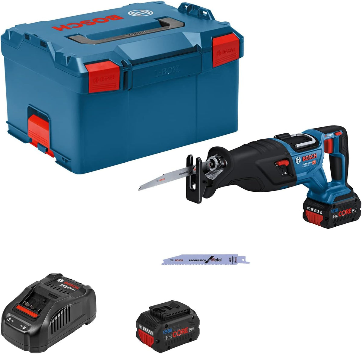Bosch Säbelsäge, 18 V, 5.5 Ah, kabellos, Blau/Schwarz/Rot