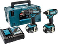 Makita DLX2131TJ Akku-Bohrschrauber, 18 V, 5,0 Ah, Blau/Schwarz