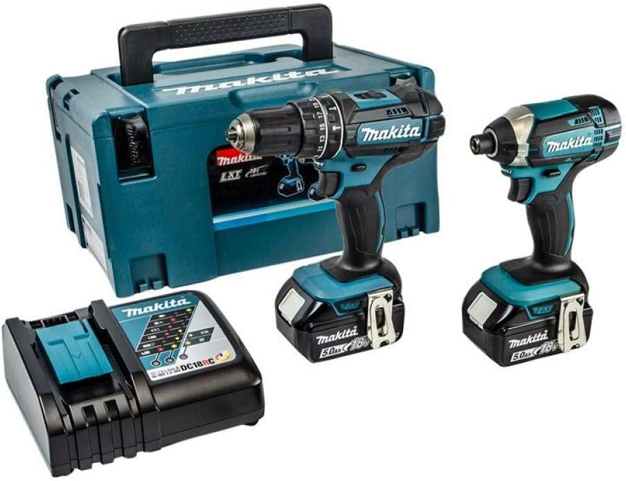 Makita DLX2131TJ Akku-Bohrschrauber, 18 V, 5,0 Ah, Blau/Schwarz