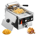 VEVOR Fritteusen, 5,9 L, 3000 W, mit Timer, für die Küche, aus Edelstahl und Stahl, Silber