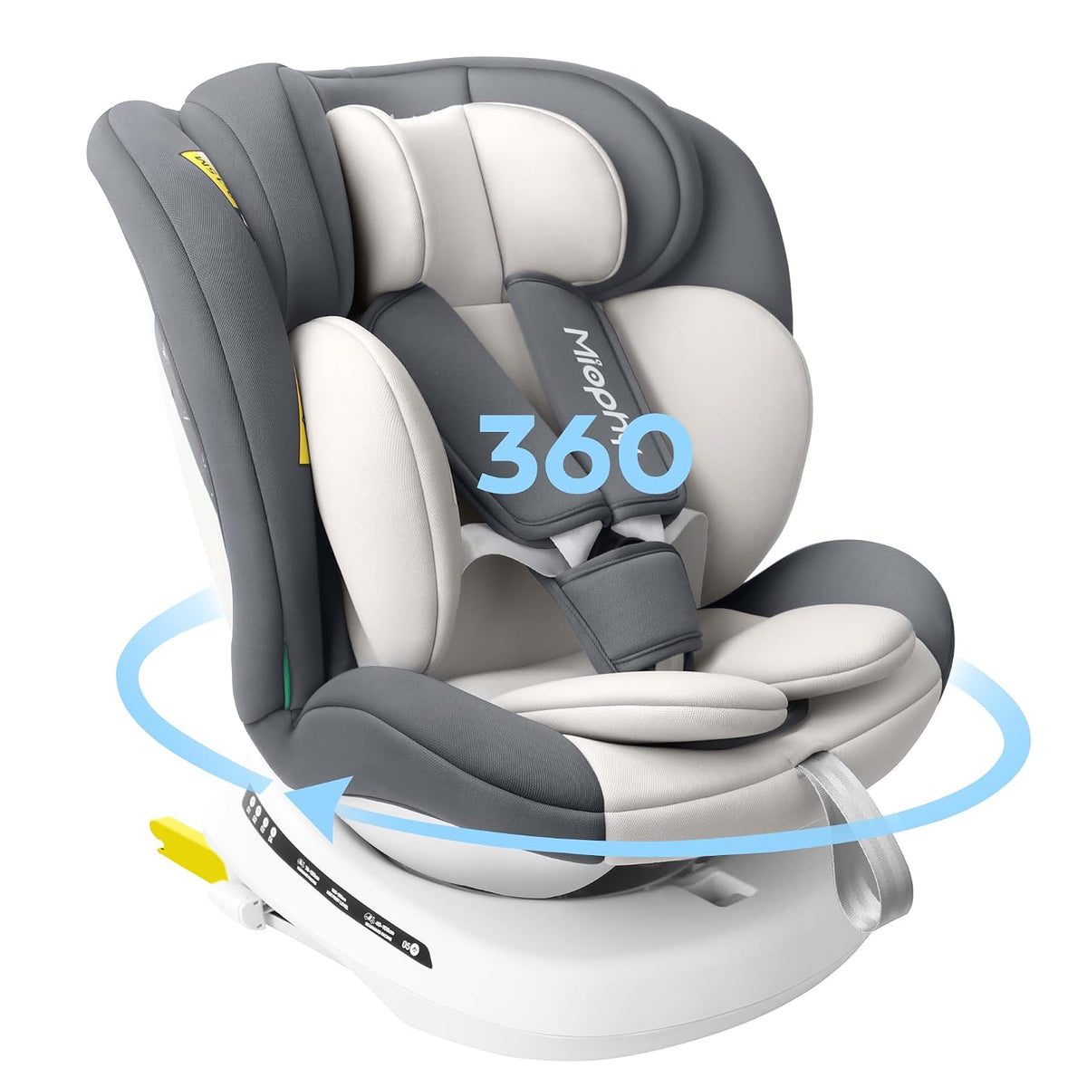 Autokindersitz R129/04, 40–150 cm, höhenverstellbar, mit Liegeposition, Grau/Weiß, Miophy