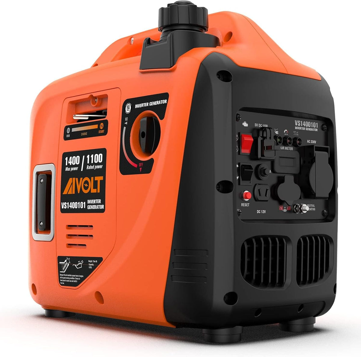 AIVOLT Inverter Stromerzeuger, 12 V, 230 V, mit USB, mit LED, Orange/Schwarz